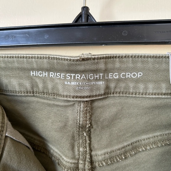 New with Tags! Chico’s High Rise Straight Leg Crop Olive Jean- Size 1 (8) - Picture 4 of 6
